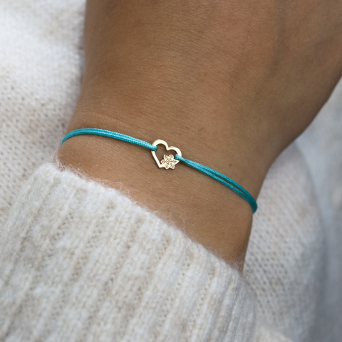 Bratara snur inima si fulg de nea din Aur 14K - Winter Edition [3]