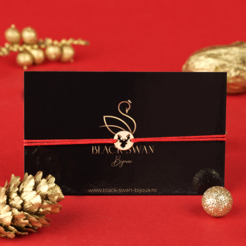 Craciun 2025 - Bratara snur si Banut cu Ren decuapt din din Aur 14K - Winter Edition