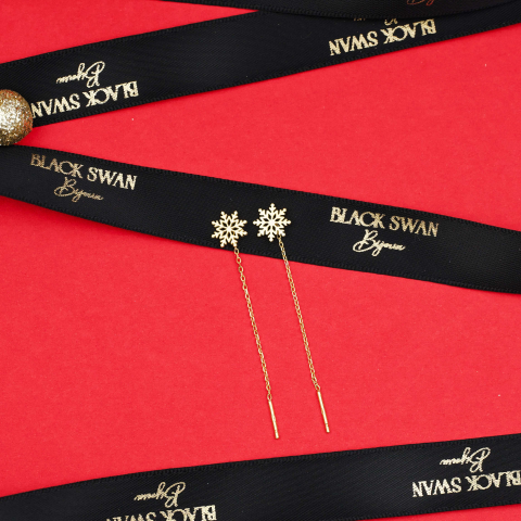 Cercei Fulg de Nea cu lant din Argint 925 suflat cu Aur14 K - Winter Edition [1]