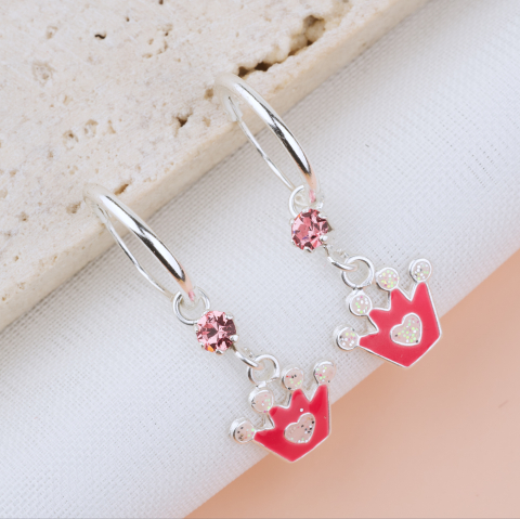 COPII - Cercei Argint Premium Girly cu tortita — Cercei fetite Coroana Printesa - Pelicula Anticoroziune