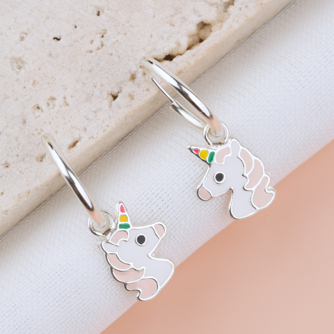 COPII - Cercei Argint Premium Girly cu tortita — Cercei Unicorn / Inorog Roz - Pelicula Anticoroziune