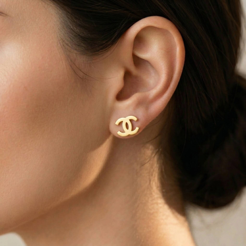 AUR - Cercei Chanel din Argint 925 suflat cu Aur 18K