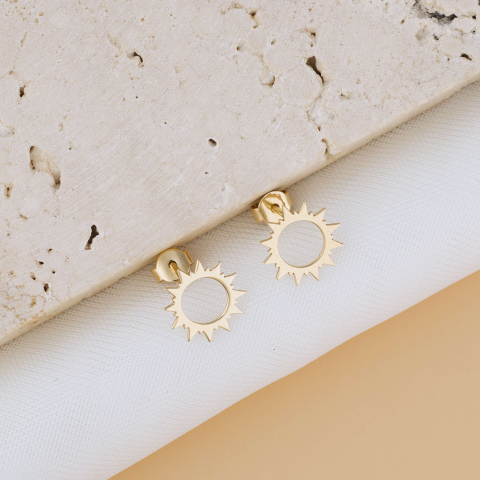 Cercei din aur - Cercei Aur 14K Model Soare - Cercei aur cu cheita