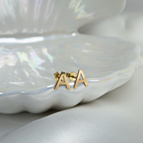 CERCEI - Cercei din aur 14k personalizabili cu initiala numelui la alegere