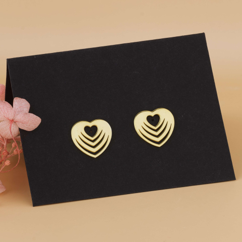 Cadouri pentru Iubita / Sotie - Cercei Inimioara - Model minimalist - Argint 925 Suflat cu Aur 18K