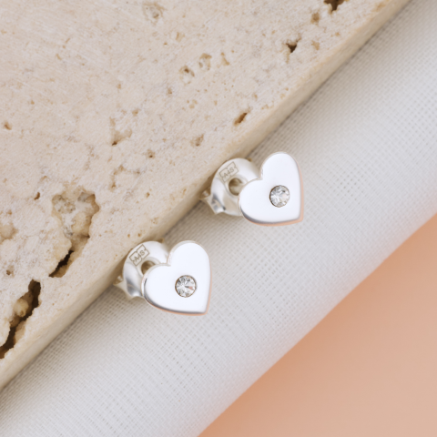 COPII - Cercei Inimioara cu Cristal din Argint 925  — Pelicula Anticoroziune