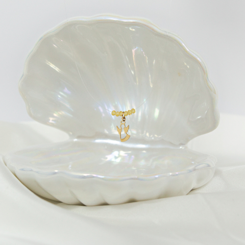 Colier cu Ingeras din aur 14k si cristale pe fir transparent de guta [2]