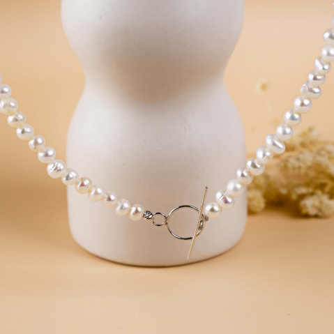 Colier din perle naturale cu inchizatoare din aur14K tip toggle [3]