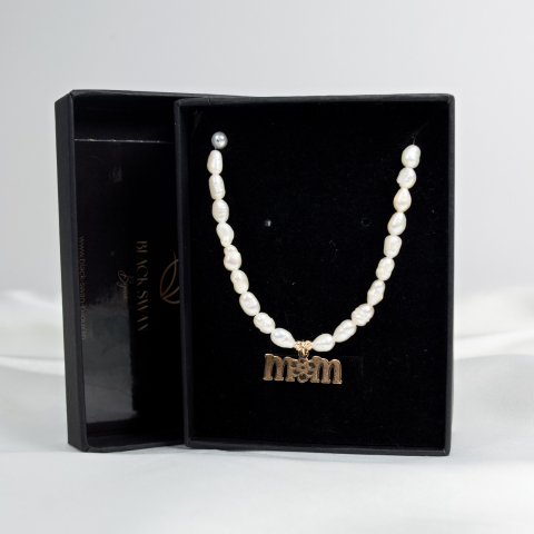 Colier din perle naturale cu pandantiv din aur 14K 'Mama' [6]