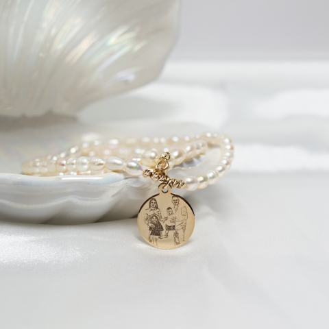 Colier perle naturale cu medalion din aur 14K personalizat cu poza [1]