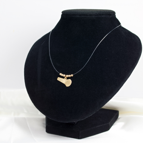 Lantisor fir transparent - Colier invizibil - Colier fir transparent guta si pandantiv Microfon din aur 14K