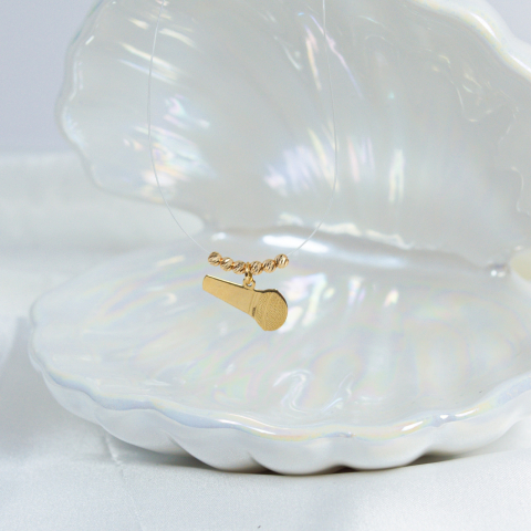 Colier fir transparent guta si pandantiv Microfon din aur 14K [3]