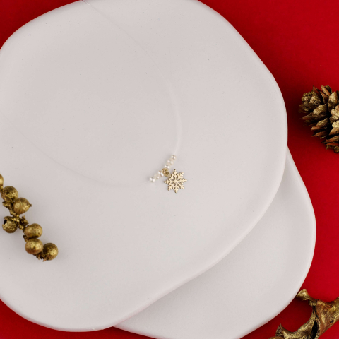 Lantisor fir transparent cu guta si pandantiv din Aur 14K Fulg de Nea - Colectia de Craciun [1]