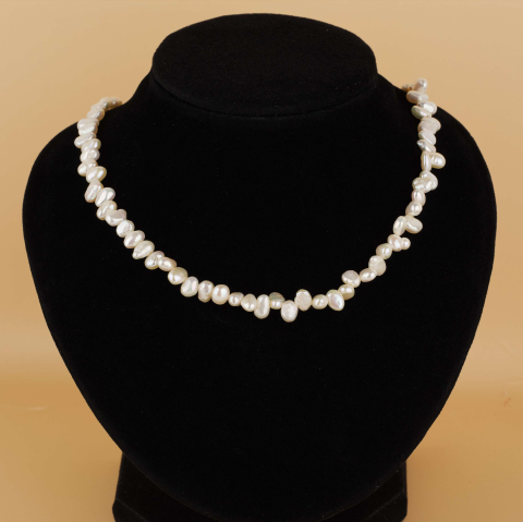 Bijuterii Personalizate - Colier perle baroc - perle naturale de apa dulce cu sistem de prindere reglabil 40 + 5 cm Argint /Argint suflat cu Aur 18K