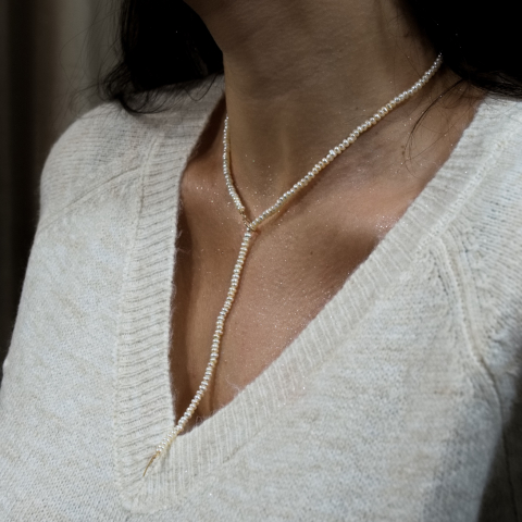 Colier perle naturale ajustabil si inchizatoare lock toggle din Aur 14K [2]
