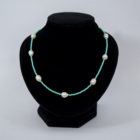 Colier margele colorate de vara - Perle de cultura si cristale colorate - Prindere cheita aur 14K [2]