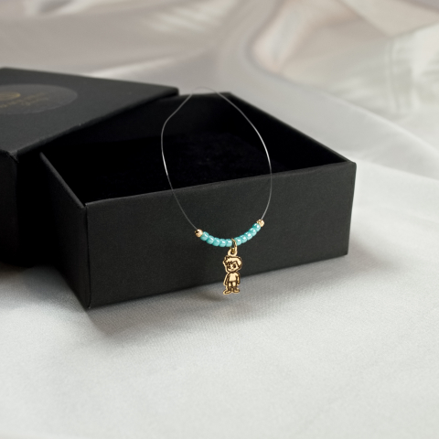 Lantisor cu fir transparent si pandantiv baietel din aur 14K [2]