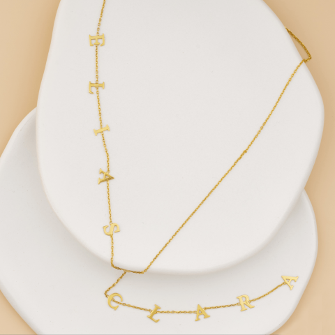 ARGINT - Lantisor cu nume din Argint 925 / Argint placat cu Aur