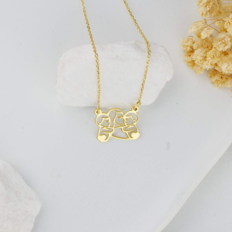 Lantisor din Argint 925 placat cu Aur 18K - Mama si copiii [1]