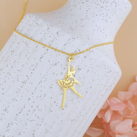 Lantisoare Argint 925 - Lantisor din Argint 925 placat cu Aur 18K si pandantiv Balerina