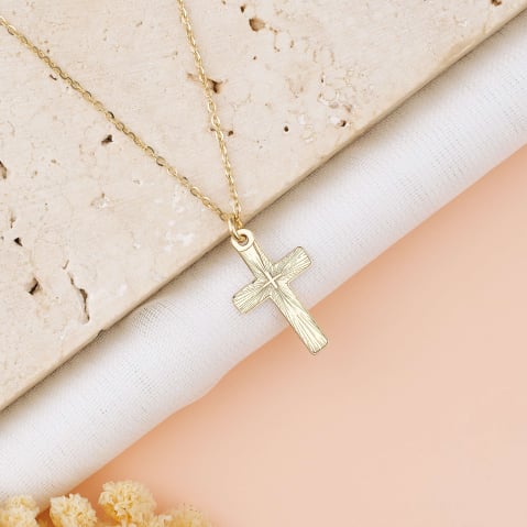 Cadouri Fetite - Lantisor din aur si Cruciulita Aur 14K gravata cu nume pe spate