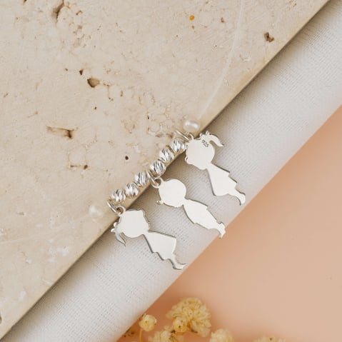 CADOURI - Lantisor Personalizat cu Fir Transparent si Pandantive Copii din Argint 925 / Argint Placat cu Aur 18K