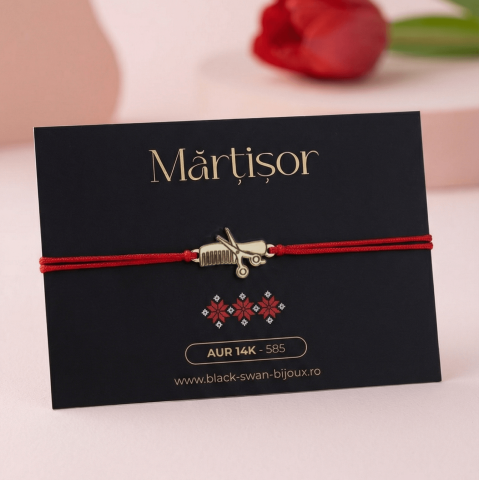 Martisoare Aur 14K - Martisor bratara cu snur Barber / Hairstylist din Aur 14K