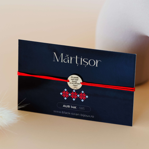 Martisoare - Martisor bratara cu banut din Aur 14K pentru educatoare - Mesaj personalizat