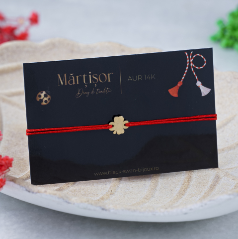 Martisoare Aur 14K - Martisor bratara cu snur Norocel din aur 14K