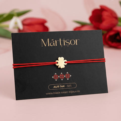 Martisoare Aur 14K - Martisor bratara cu snur Norocel din aur 14K