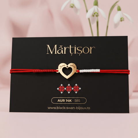 Martisoare Aur 14K - Martisor din aur 14K  pentru Nana - Inima din aur gravat 'Nana iubita'