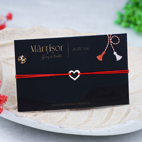 Martisor tip bratara cu snur Inima din aur 14K [0]
