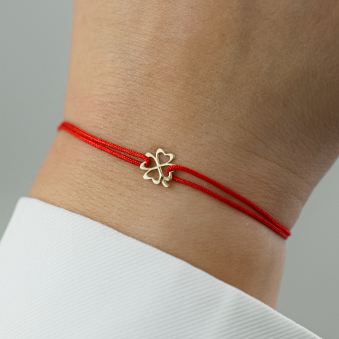Martisor bratara cu snur Trifoi cu patru foi din aur 14K [1]