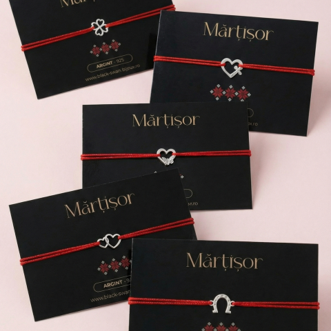 Martisoare - Pachet 10 x Martisor bratara cu snur - Argint 925
