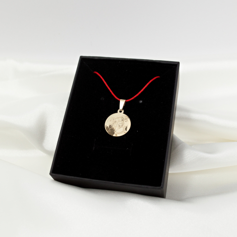 Pandantiv banut din aur 14K cu fotogravura si prindere cu anou -27 mm [4]