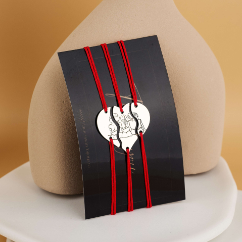 8 Martie - Set Cadou surori - Inima Argint 3 bratari puzzle - Snur reglabil