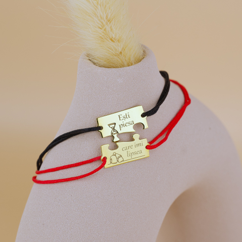 Cadouri pentru CUPLU - Set bratari cuplu puzzle - Aniversare -  Argint 925 - Pentru Ea si Pentru El