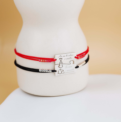 Cadouri pentru CUPLU - Set CADOU Cuplu - bratari puzzle El si Ea- Aniversare -  Argint 925