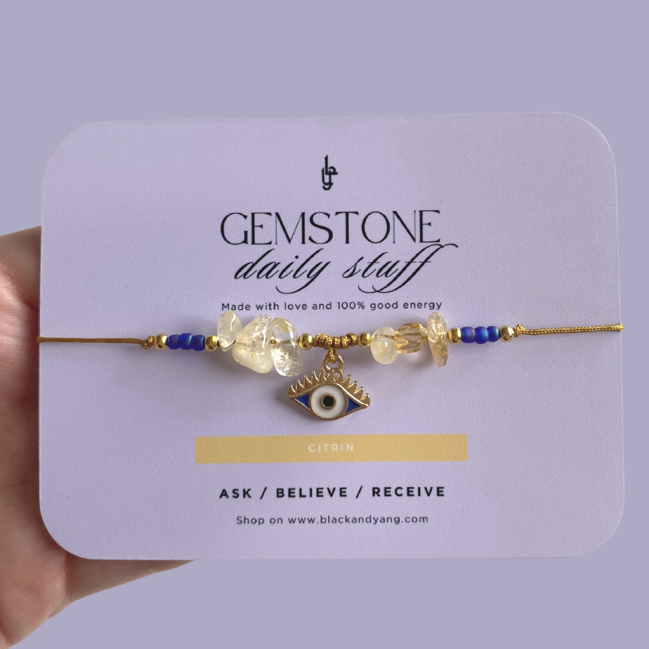 Bratara Cristal de Citrin cu pandantiv Evil Eye - prosperitate si succes [1]