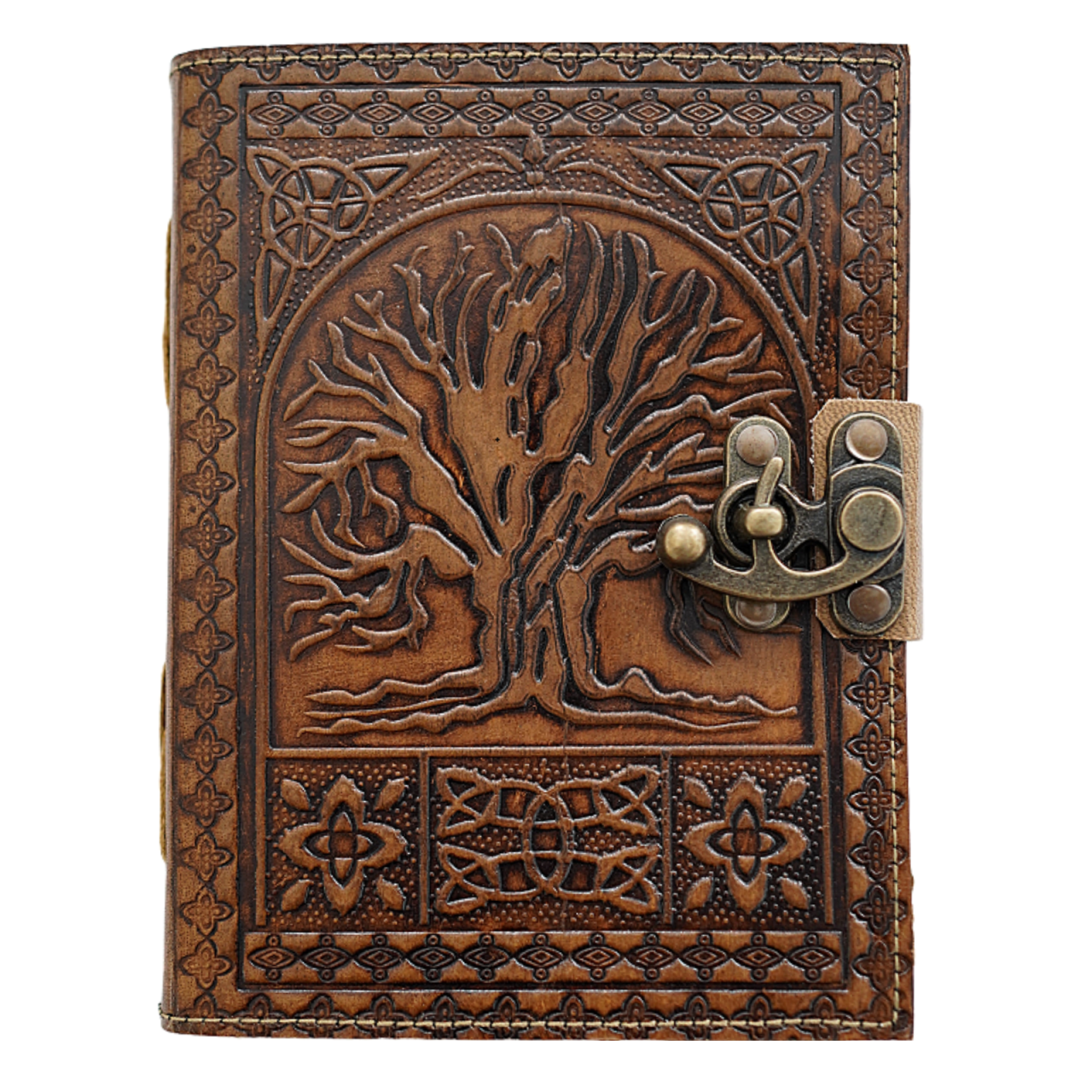 Agenda / Jurnal din piele naturala cu pagini tip pergament si inchidere metalica - Copac antic [7]