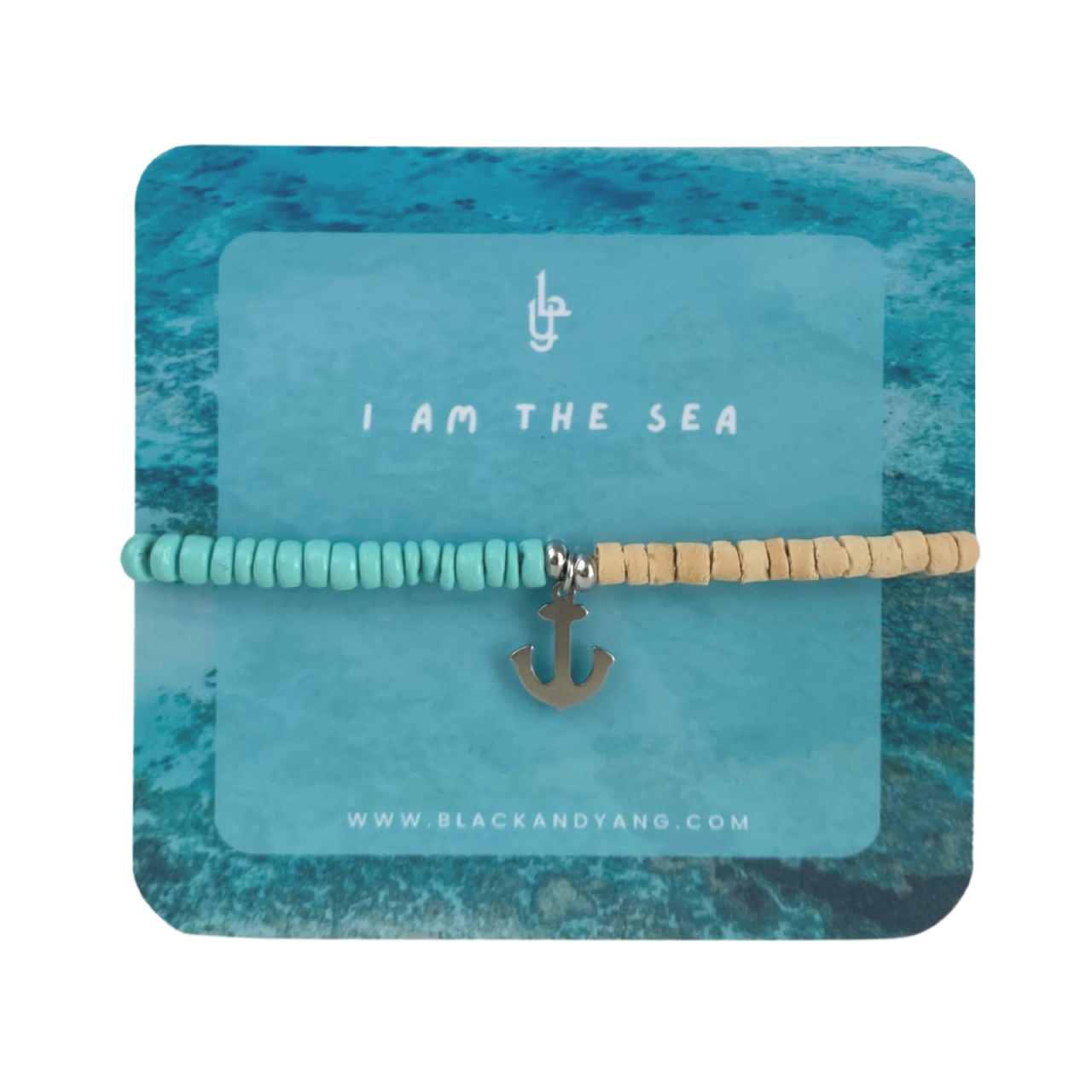  Bratara cu ancora, margele din cocos si margele din lemn - I am the Sea [1]