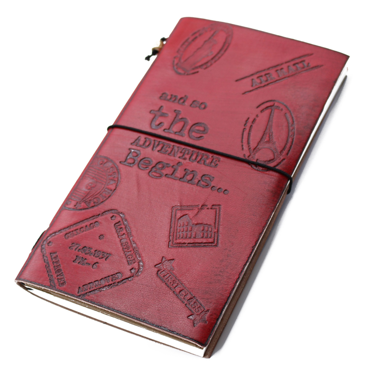 Agenda din piele naturala rosie cu mesaj - And so the adventure begins [1]