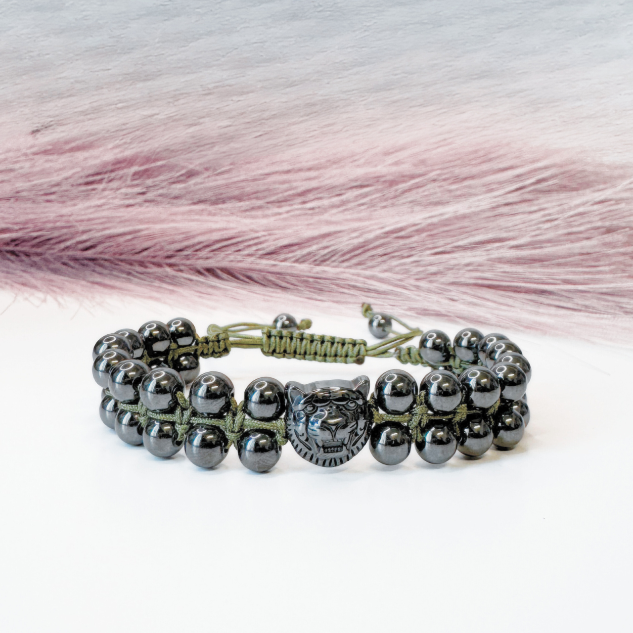 Bratara barbati dubla cu hematit si pandativ tigru - protectie energetica [3]