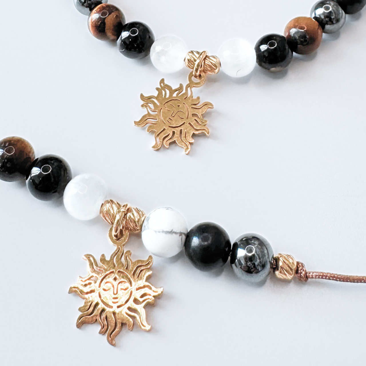 Set colier si bratara cu cristale impotriva energiilor negative si pandantiv soare - Auriu [2]