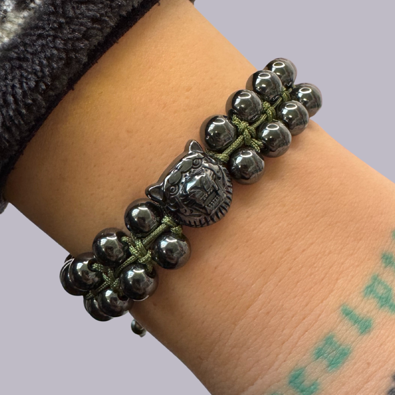 Bratara barbati dubla cu hematit si pandativ tigru - protectie energetica [2]