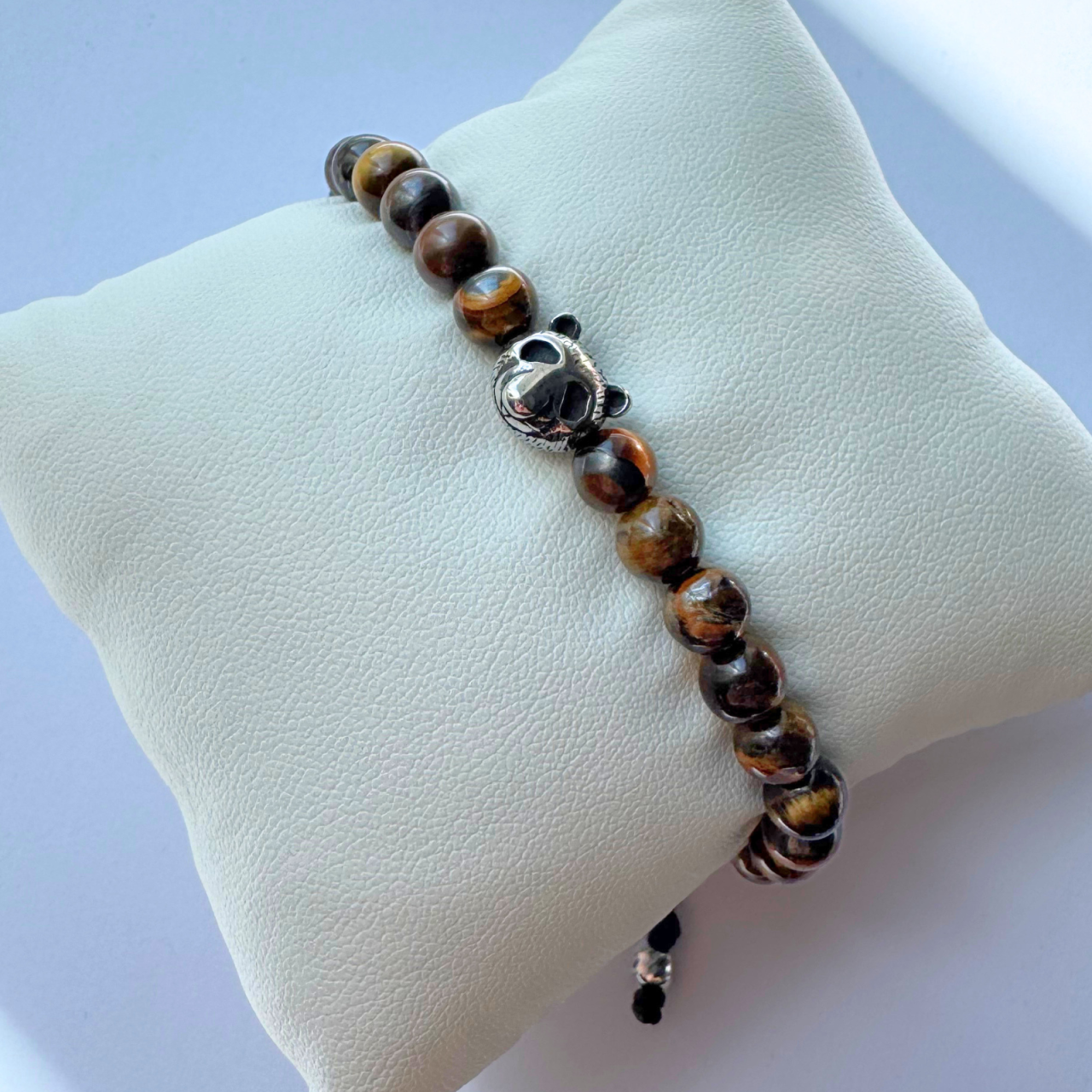 Bratara barbati din otel inoxidabil cu ochi de tigru si pandativ urs - Succes [2]