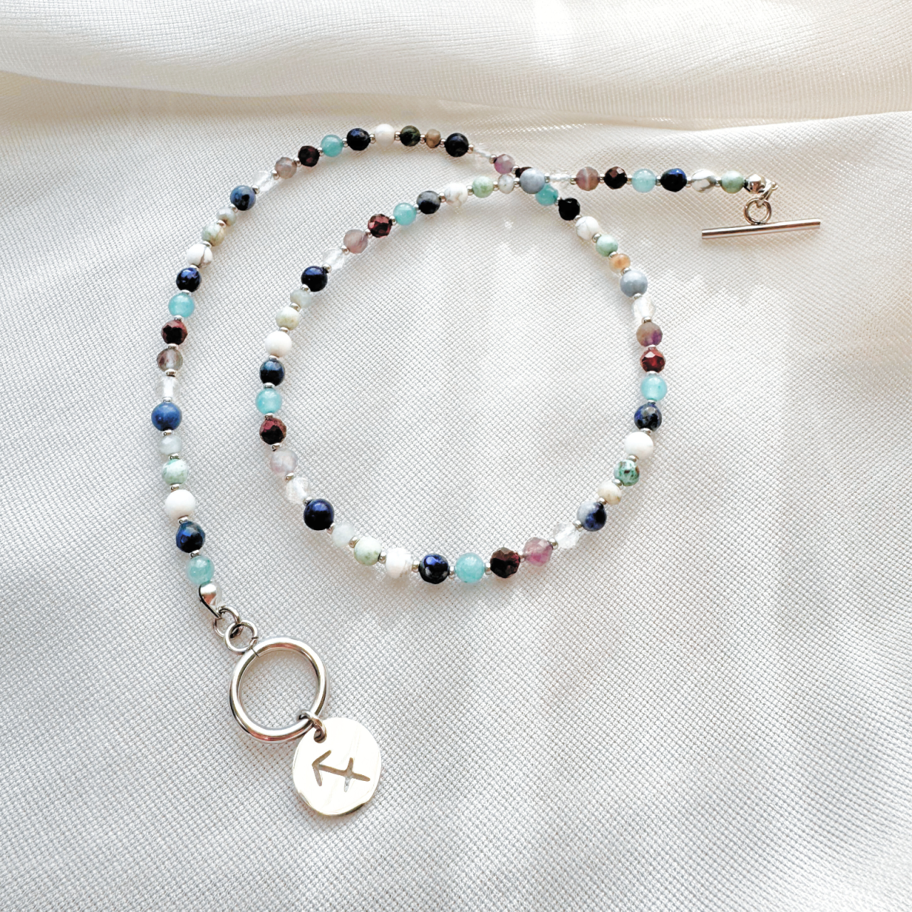 Colier la baza gatului argintiu cu cristale - zodia Sagetator [1]