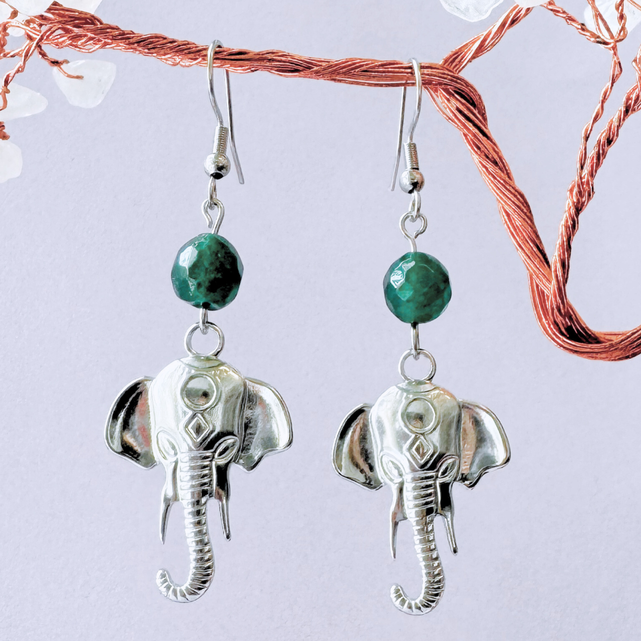 Cercei argintii cu jad verde - Elefant [2]