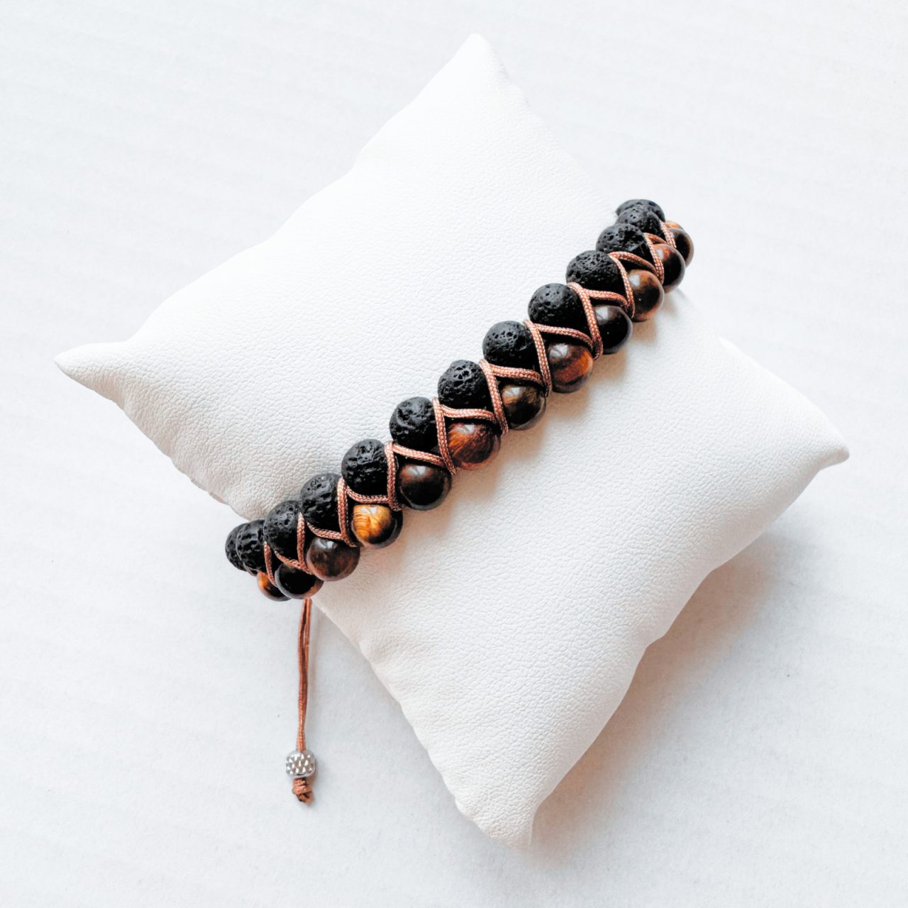 Set barbati cadou bratara si cristal brut - Ochi de tigru [2]