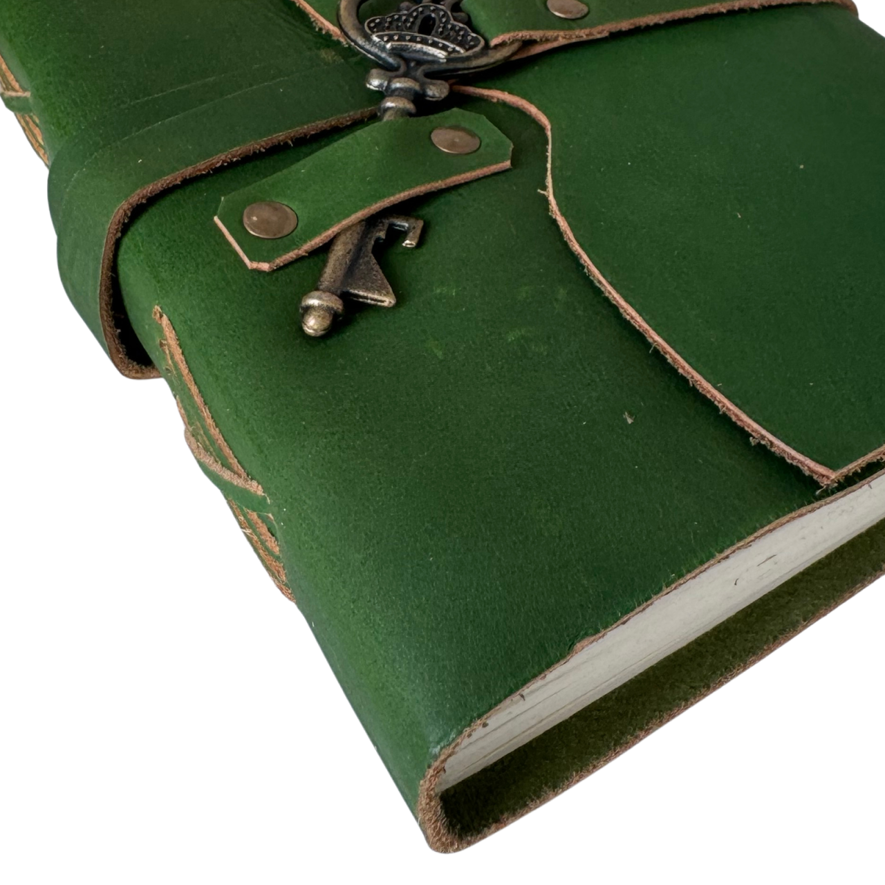 Agenda / Jurnal verde din piele naturala - Cheie [3]
